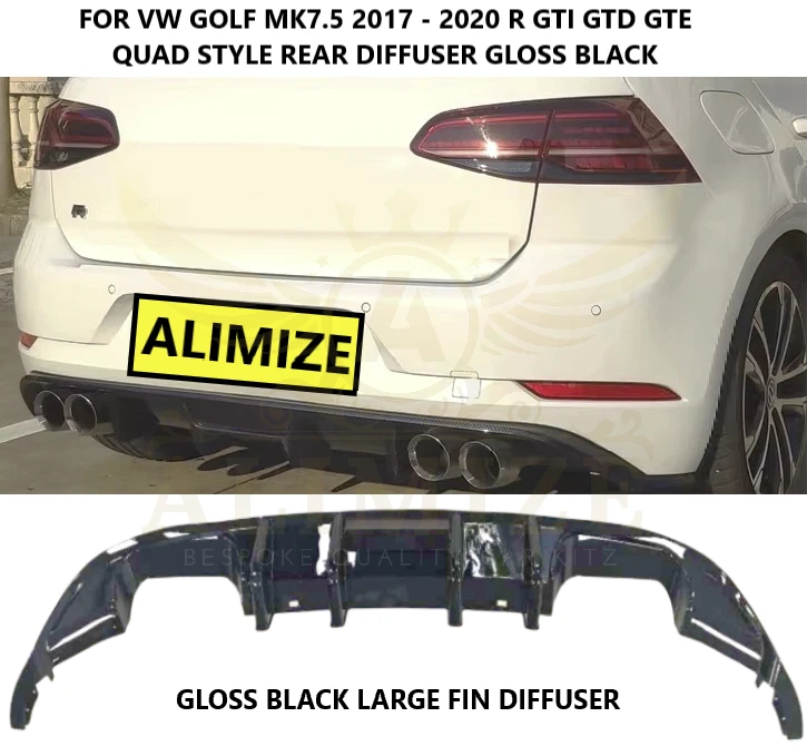 For VW GOLF MK7 5 GTI GTD TSI AERO 2017 20 REAR BUMPER LIP DIFFUSER GLOSS BLACK