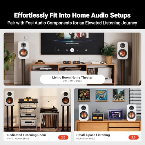 Fosi Audio SP601 Passive Bookshelf Speakers  4  160W Home Audio HiFi Stereo Speaker with 6 5 HybridCone Composite Woofers and 1 5 Silk Dome Tweeters for Home Theater/Listening Room  Pair
