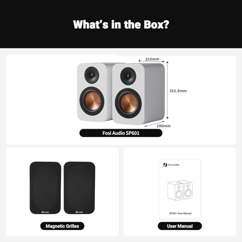 Fosi Audio SP601 Passive Bookshelf Speakers  4  160W Home Audio HiFi Stereo Speaker with 6 5 HybridCone Composite Woofers and 1 5 Silk Dome Tweeters for Home Theater/Listening Room  Pair