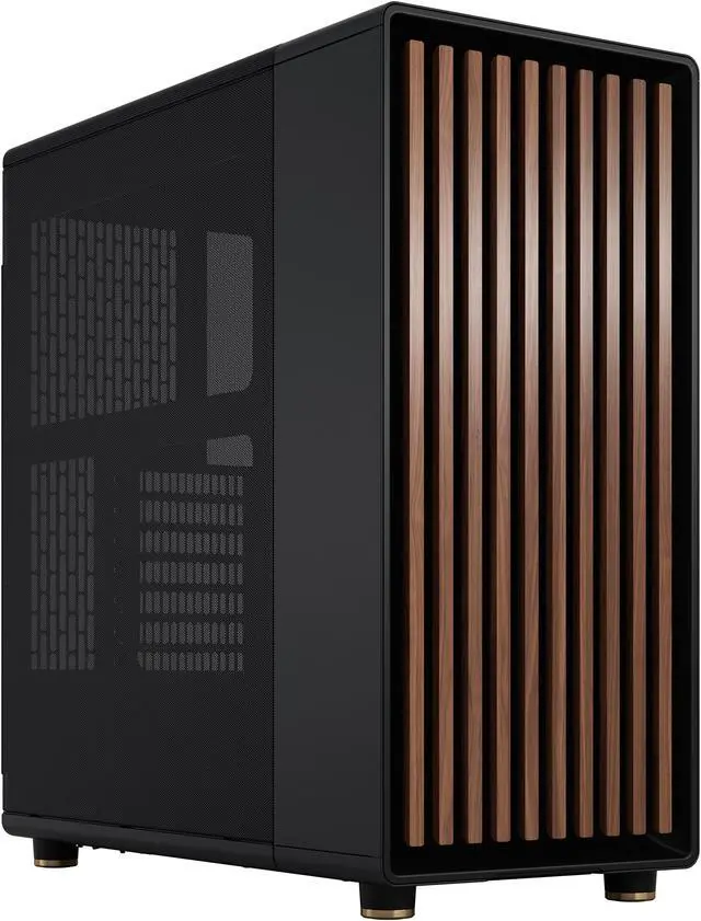 Fractal Design North ATX mATX Mid Tower PC Case   Charcoal Black Chassis with Walnut Front and Mesh Side Panel
