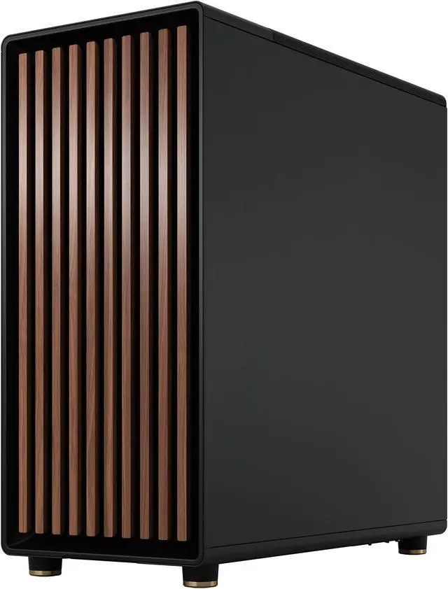 Fractal Design North ATX mATX Mid Tower PC Case   Charcoal Black Chassis with Walnut Front and Mesh Side Panel