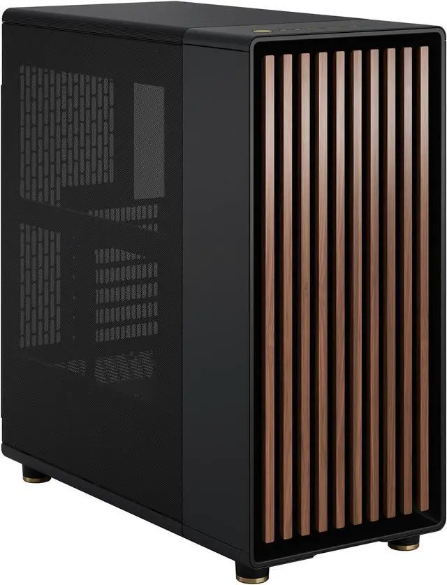 Fractal Design North ATX mATX Mid Tower PC Case   Charcoal Black Chassis with Walnut Front and Mesh Side Panel