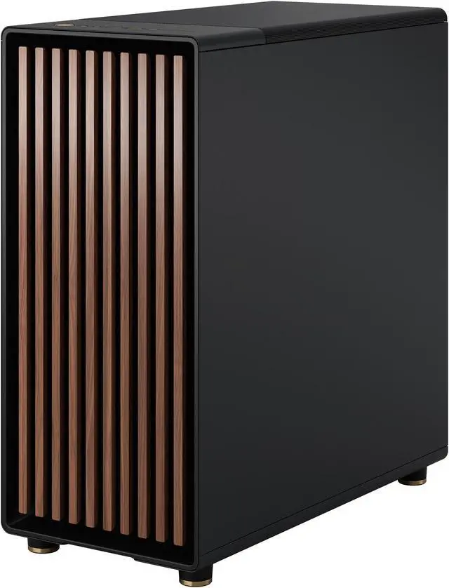 Fractal Design North ATX mATX Mid Tower PC Case   Charcoal Black Chassis with Walnut Front and Mesh Side Panel