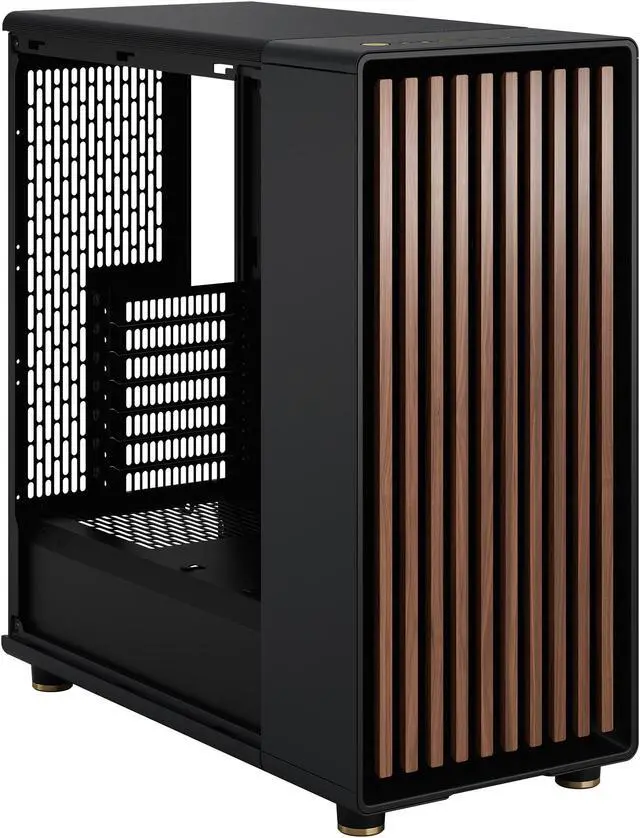 Fractal Design North ATX mATX Mid Tower PC Case   Charcoal Black Chassis with Walnut Front and Mesh Side Panel