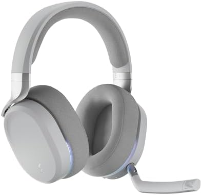 Fractal Design Scape Light   Wireless PC Gaming Headset   Detachable Flip to Mute Microphone with Noise Cancellation   Battery Life Up to 40 Hours   Configurable Ambient Lighting   Gray