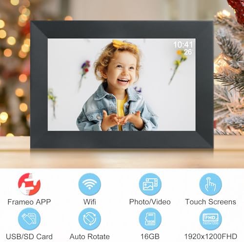 Frameo 10 1 Inch Smart WiFi Digital Photo Frame Digital Picture Frame with 16GB Storage & SD Slot  Electronic Picture Frame IPS Touch Screen with Auto Rotate  Frameo Digital Frame WiFi