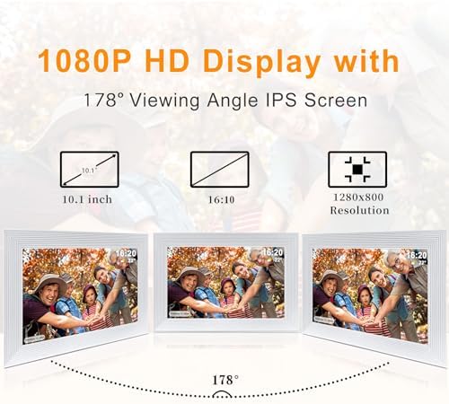 Frameo 10 1 Inch Smart WiFi Digital Photo Frame Digital Picture Frame with 16GB Storage & SD Slot  Electronic Picture Frame IPS Touch Screen with Auto Rotate  Frameo Digital Frame WiFi
