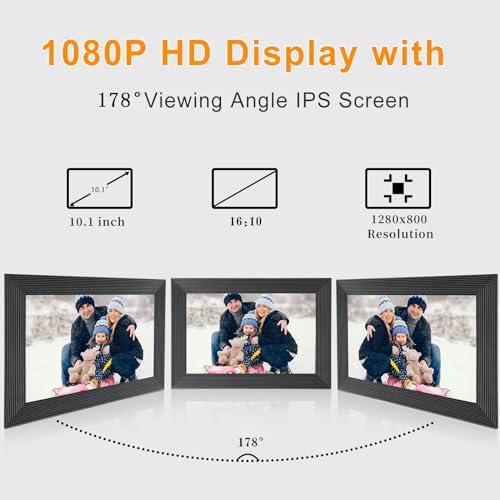 Frameo 10 1 Inch Smart WiFi Digital Photo Frame Digital Picture Frame with 16GB Storage & SD Slot  Electronic Picture Frame IPS Touch Screen with Auto Rotate  Frameo Digital Frame WiFi