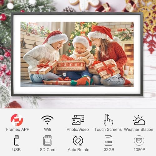 Frameo 10 1 Inch Smart WiFi Digital Photo Frame Digital Picture Frame with 16GB Storage & SD Slot  Electronic Picture Frame IPS Touch Screen with Auto Rotate  Frameo Digital Frame WiFi