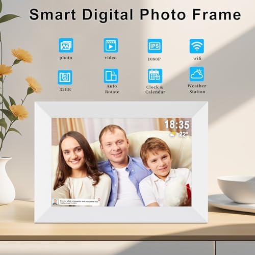 Frameo 10 1 Inch Smart WiFi Digital Photo Frame Digital Picture Frame with 16GB Storage & SD Slot  Electronic Picture Frame IPS Touch Screen with Auto Rotate  Frameo Digital Frame WiFi