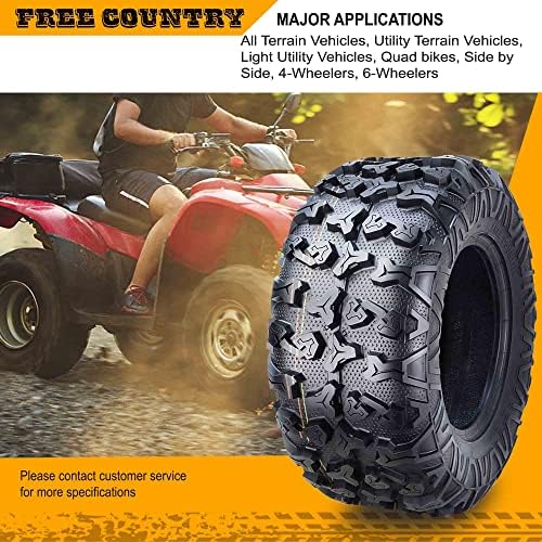 Free Country Set 4 HD 8PR UTV ATV Tires 24x8 12 & 24X10 11 w/Featured Full Side Lugs/Scuff Guard