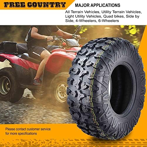 Free Country Set 4 HD 8PR UTV ATV Tires 24x8 12 & 24X10 11 w/Featured Full Side Lugs/Scuff Guard