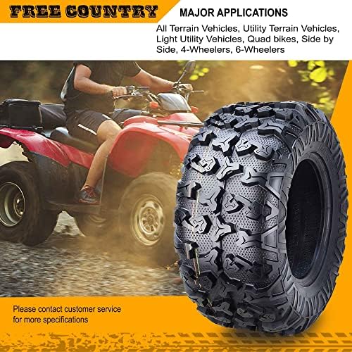 Free Country Set 4 HD 8PR UTV ATV Tires 24x8 12 & 24X10 11 w/Featured Full Side Lugs/Scuff Guard