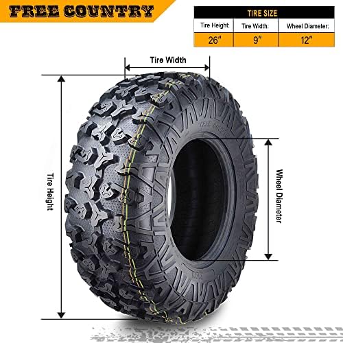 Free Country Set 4 HD 8PR UTV ATV Tires 24x8 12 & 24X10 11 w/Featured Full Side Lugs/Scuff Guard