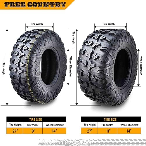 Free Country Set 4 HD 8PR UTV ATV Tires 24x8 12 & 24X10 11 w/Featured Full Side Lugs/Scuff Guard