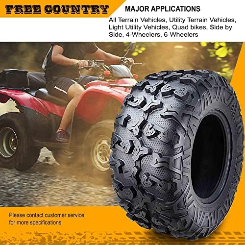 Free Country Set 4 HD 8PR UTV ATV Tires 24x8 12 & 24X10 11 w/Featured Full Side Lugs/Scuff Guard