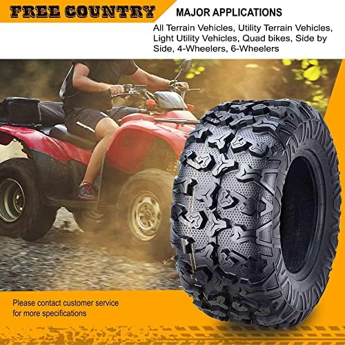 Free Country Set 4 HD 8PR UTV ATV Tires 24x8 12 & 24X10 11 w/Featured Full Side Lugs/Scuff Guard