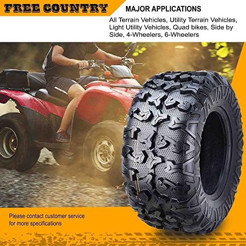 Free Country Set 4 HD 8PR UTV ATV Tires 24x8 12 & 24X10 11 w/Featured Full Side Lugs/Scuff Guard