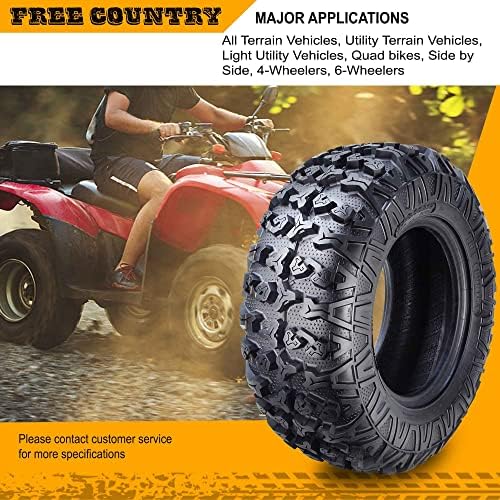 Free Country Set 4 HD 8PR UTV ATV Tires 24x8 12 & 24X10 11 w/Featured Full Side Lugs/Scuff Guard