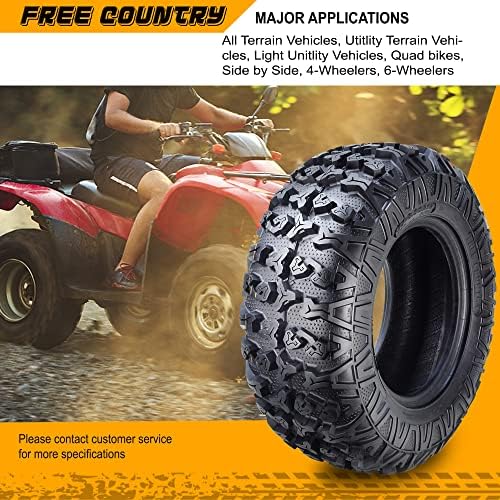 Free Country Set 4 HD 8PR UTV ATV Tires 24x8 12 & 24X10 11 w/Featured Full Side Lugs/Scuff Guard