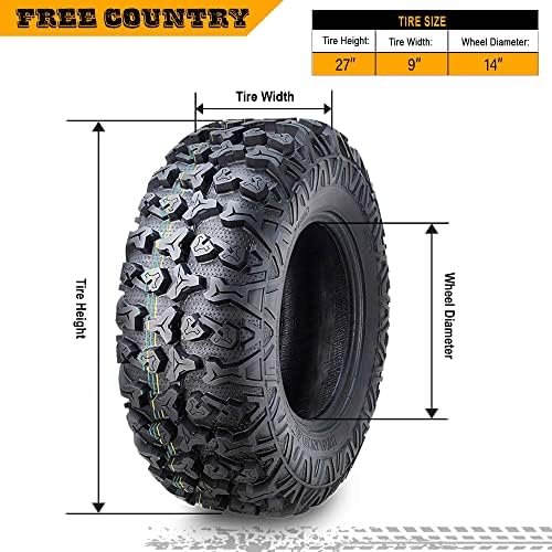 Free Country Set 4 HD 8PR UTV ATV Tires 24x8 12 & 24X10 11 w/Featured Full Side Lugs/Scuff Guard