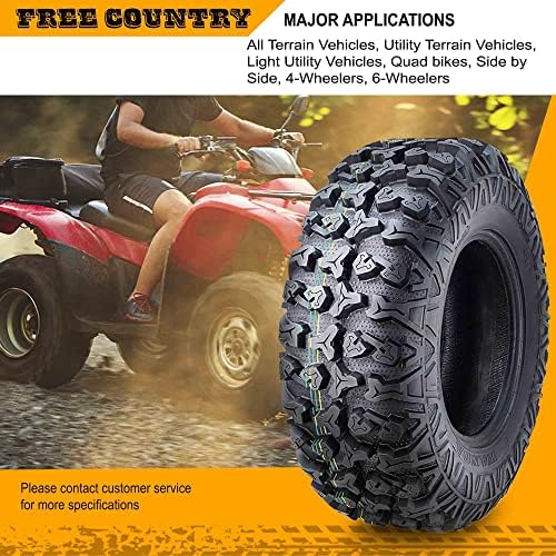 Free Country Set 4 HD 8PR UTV ATV Tires 24x8 12 & 24X10 11 w/Featured Full Side Lugs/Scuff Guard