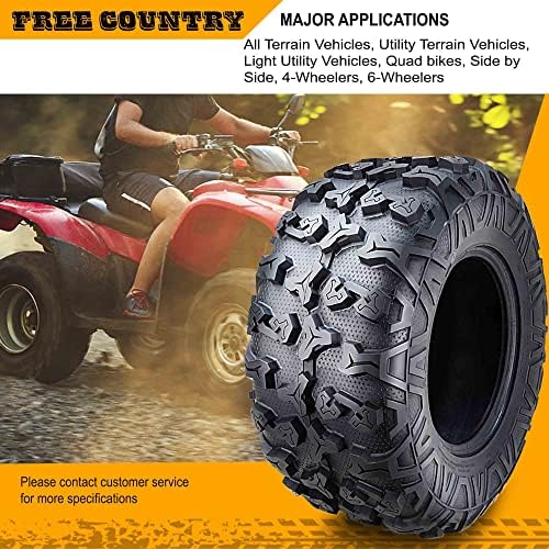 Free Country Set 4 HD 8PR UTV ATV Tires 24x8 12 & 24X10 11 w/Featured Full Side Lugs/Scuff Guard