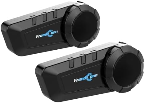 FreedConn KY PRO Motorcycle Helmet Bluetooth Headset  Motorcycle Communication Systems with CVC Noise Cancellation  Stereo Music  6 Riders 0 75mi/1200m intercom  Dual Device Connection  IP65  2 Pack