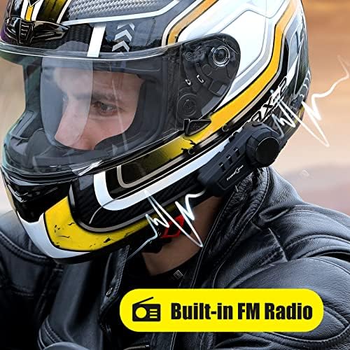 FreedConn KY PRO Motorcycle Helmet Bluetooth Headset  Motorcycle Communication Systems with CVC Noise Cancellation  Stereo Music  6 Riders 0 75mi/1200m intercom  Dual Device Connection  IP65  2 Pack