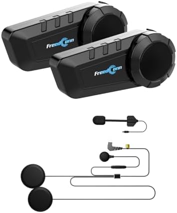 FreedConn KY PRO Motorcycle Helmet Bluetooth Headset  Motorcycle Communication Systems with CVC Noise Cancellation  Stereo Music  6 Riders 0 75mi/1200m intercom  Dual Device Connection  IP65  2 Pack