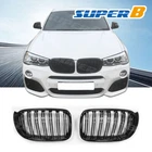 Front Bumper Grill Black Dual Slat Grille Fit 14 17 BMW X3 F25 LCI 14 18 X4 F26