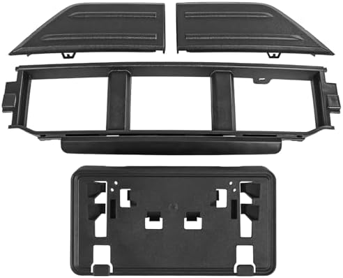 Front Bumper Grille W/Front Bumper Guards Pads & License Plate Frame Bracket Kit Compatible with Ford F 150 2021 2023 Lower Center Cover Spacer Panel Replaces# ML3Z17B968BA ML3Z17B968BB
