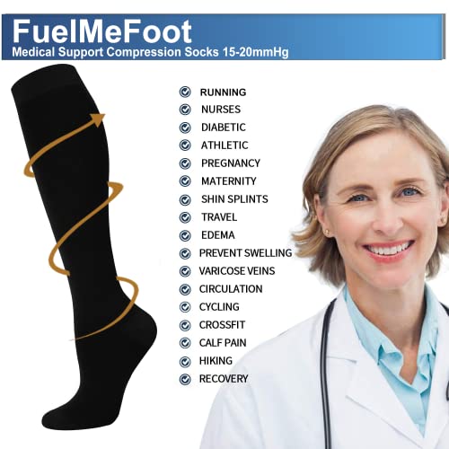 FuelMeFoot 3 Pack Copper Compression Socks   Compression Socks Women & Men Circulation   Best for Medical Running Athletic