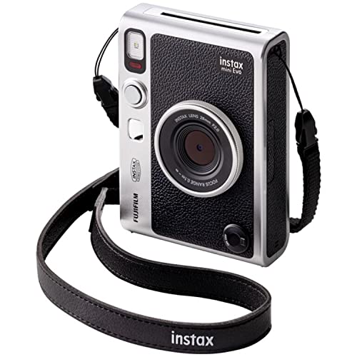 Fujifilm Instax Mini EVO Hybrid Instant Camera Black Bundle with Instax Mini Instant Film 20 Sheets 32GB microSD Card Vintage Style Black Camera Case Bundle