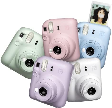 Fujifilm Instax Mini 12 - Cámara instantánea color blanco arcilla + paquete de película Fuji (40 hojas) + paquete de accesorios para obturador, incluye funda de transporte compatible, álbum de fotos de cuentas de arena movediza, 64 bolsillos