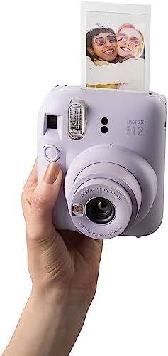 Fujifilm Instax Mini 12 Instant Camera   MiniMate Accessory Bundle & Compatible Custom Case   Fuji Instax Film Value Pack  50 Sheets  Flamingo Designer Photo Album  Lilac Purple 