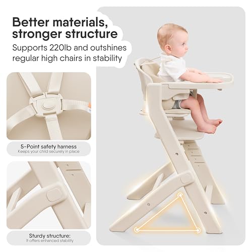 Full Body Washable Baby High Chair with Soft Cushion  Adjustable for 6 Months to 220 Lb   Multifunctional and Convertible High Chairs for Babies and Toddlers  Portable and Easy Operation