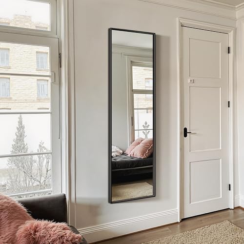 Full Length Mirror  Standing Large Floor Mirror with Aluminum Frame for Bedroom  Living Room  Bathroom Black 