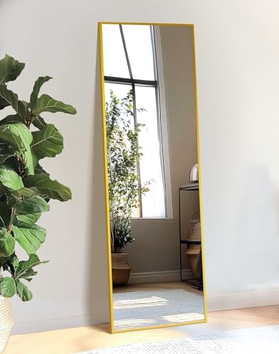 Full Length Mirror  Standing Large Floor Mirror with Aluminum Frame for Bedroom  Living Room  Bathroom Black 