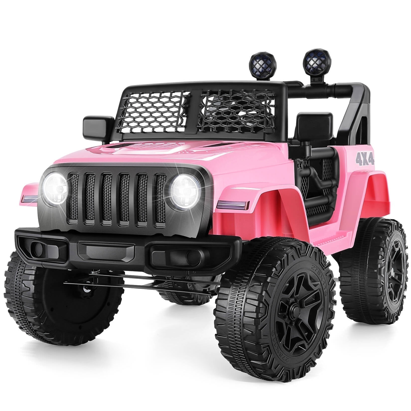 Funcid 12V 7AH Kids Powered Ride on Truck Car with Parent Remote Control  Bluetooth Music  Spring Suspension  LED Lights   Pink