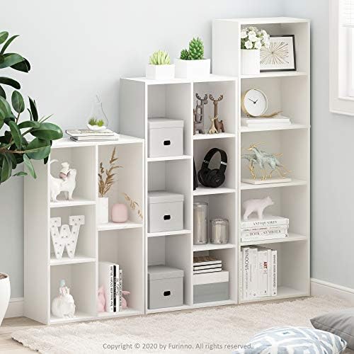 Furinno LUDER Book Shelf  5 Cube Bookshelf  Reversible Bookcase  9 4 x 19 5 x 31 5  Easy Assembly  for Living Room  Bedroom  Home Office  White