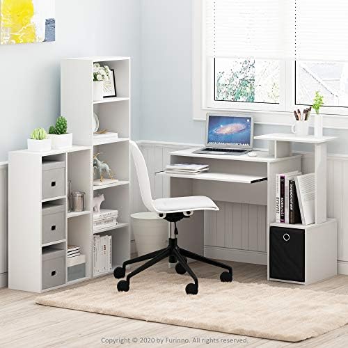 Furinno LUDER Book Shelf  5 Cube Bookshelf  Reversible Bookcase  9 4 x 19 5 x 31 5  Easy Assembly  for Living Room  Bedroom  Home Office  White