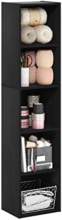 Furinno LUDER Book Shelf  5 Cube Bookshelf  Reversible Bookcase  9 4 x 19 5 x 31 5  Easy Assembly  for Living Room  Bedroom  Home Office  White