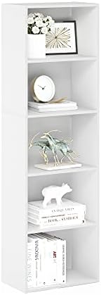 Furinno LUDER Book Shelf  5 Cube Bookshelf  Reversible Bookcase  9 4 x 19 5 x 31 5  Easy Assembly  for Living Room  Bedroom  Home Office  White