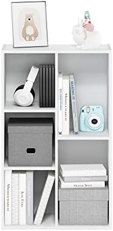Furinno LUDER Book Shelf  5 Cube Bookshelf  Reversible Bookcase  9 4 x 19 5 x 31 5  Easy Assembly  for Living Room  Bedroom  Home Office  White