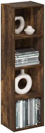 Furinno LUDER Book Shelf  5 Cube Bookshelf  Reversible Bookcase  9 4 x 19 5 x 31 5  Easy Assembly  for Living Room  Bedroom  Home Office  White