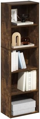 Furinno LUDER Book Shelf  5 Cube Bookshelf  Reversible Bookcase  9 4 x 19 5 x 31 5  Easy Assembly  for Living Room  Bedroom  Home Office  White