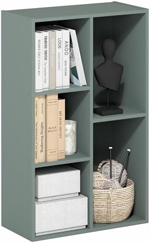 Furinno LUDER Book Shelf  5 Cube Bookshelf  Reversible Bookcase  9 4 x 19 5 x 31 5  Easy Assembly  for Living Room  Bedroom  Home Office  White