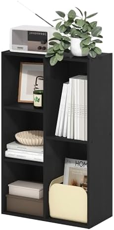 Furinno LUDER Book Shelf  5 Cube Bookshelf  Reversible Bookcase  9 4 x 19 5 x 31 5  Easy Assembly  for Living Room  Bedroom  Home Office  White