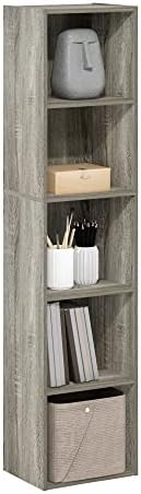 Furinno LUDER Book Shelf  5 Cube Bookshelf  Reversible Bookcase  9 4 x 19 5 x 31 5  Easy Assembly  for Living Room  Bedroom  Home Office  White